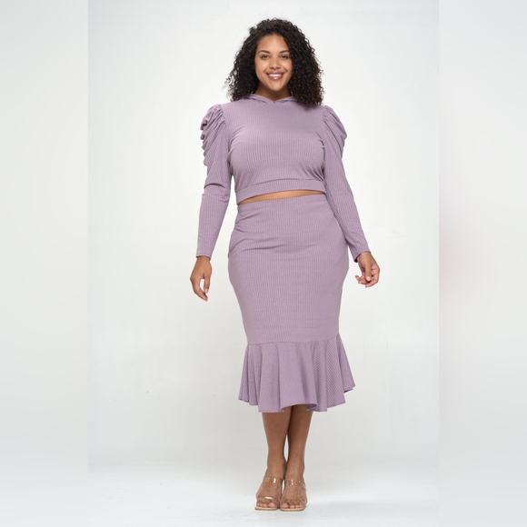 NEW NWOT LIVD Carmen Purple Ashe Top & Midi Skirt Set Size 3XL - Picture 1 of 8